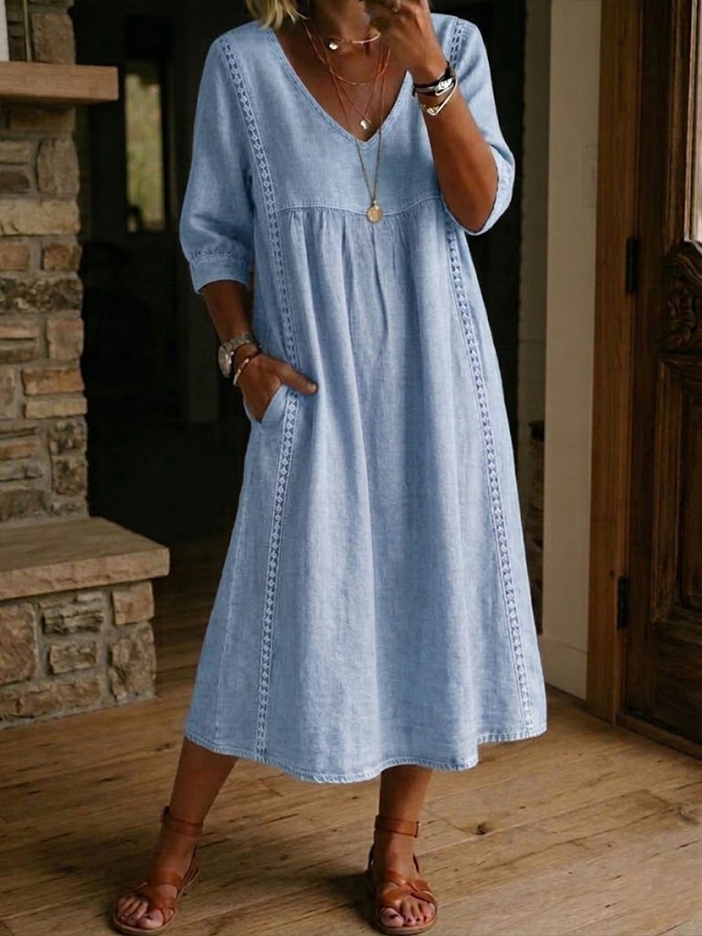 Auriane™ | Robe Ample Lin Et Coton À Dentelle