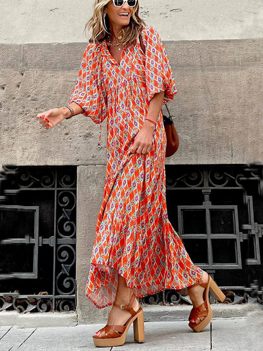 Andréa™ | Robe bohème imprimée longue