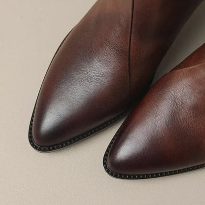 Jacinthe™ | Bottines maison loré en cuir à talon bas
