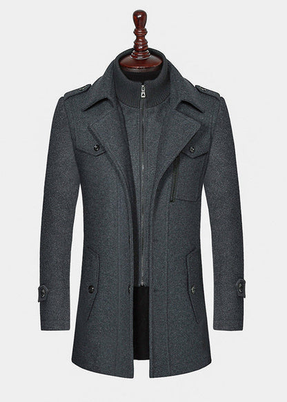 Thibault™ | Manteau en laine à double col zippé