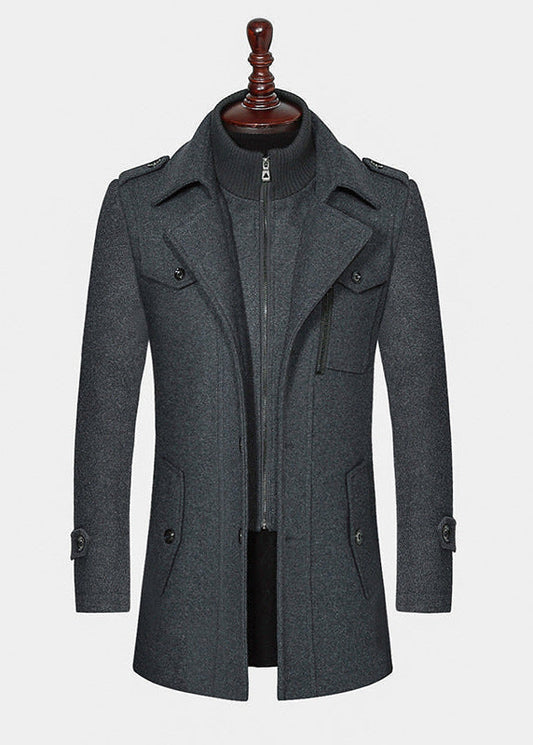 Thibault™ | Manteau en laine à double col zippé