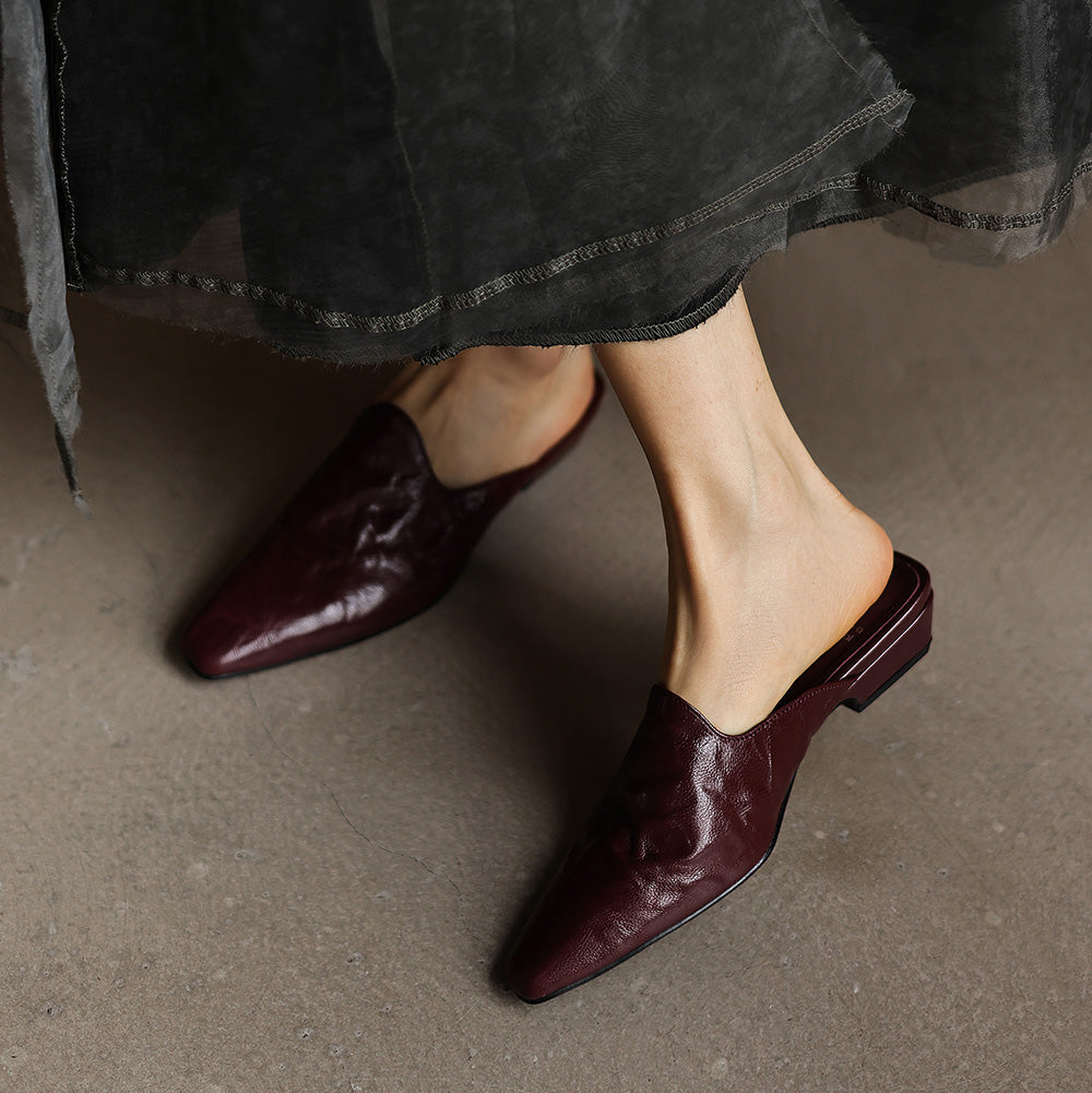 Léonia™ | Sandales Mules en cuir pleine fleur