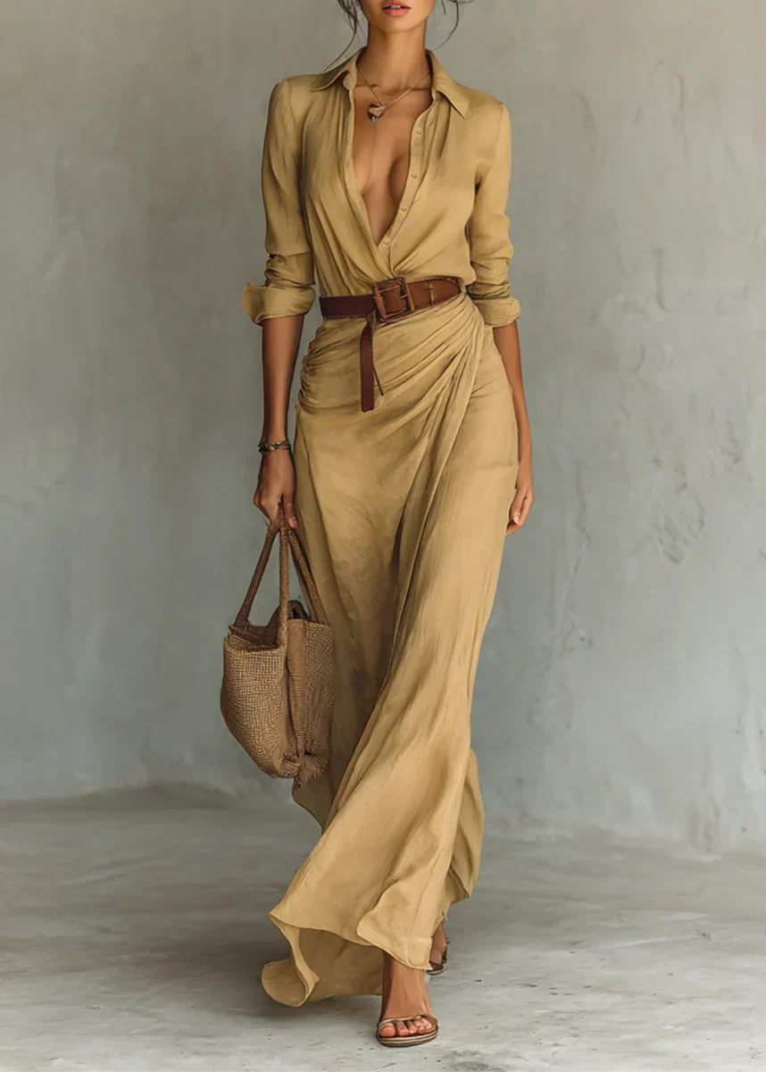 Solénelle™ | Robe longue fluide ceinturée