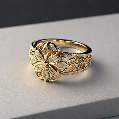 Jeannia™ | Bague en Or Exotique Ornée d'une Fleur en Zirconia
