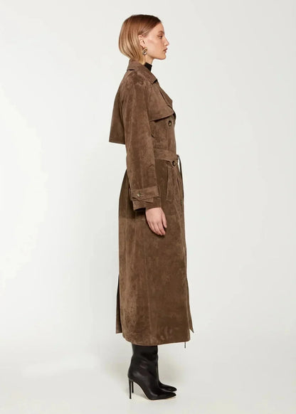 Marine™ | Trench longue en suédine