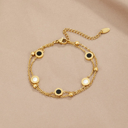 Victoiria™ | Bracelet en Onyx et Pierre Blanche Élégance Contrastée et Raffinement