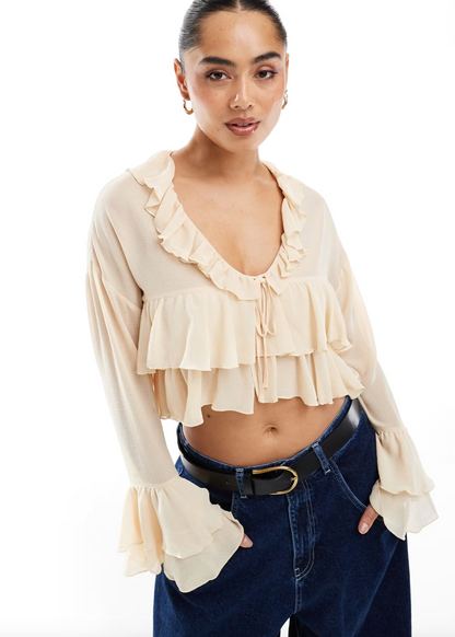 Ombeline™ | Top col V en dentelle up