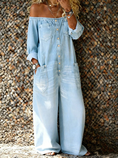 Lisiane™ | Combinaison Denim Décontractée À Manches Longues
