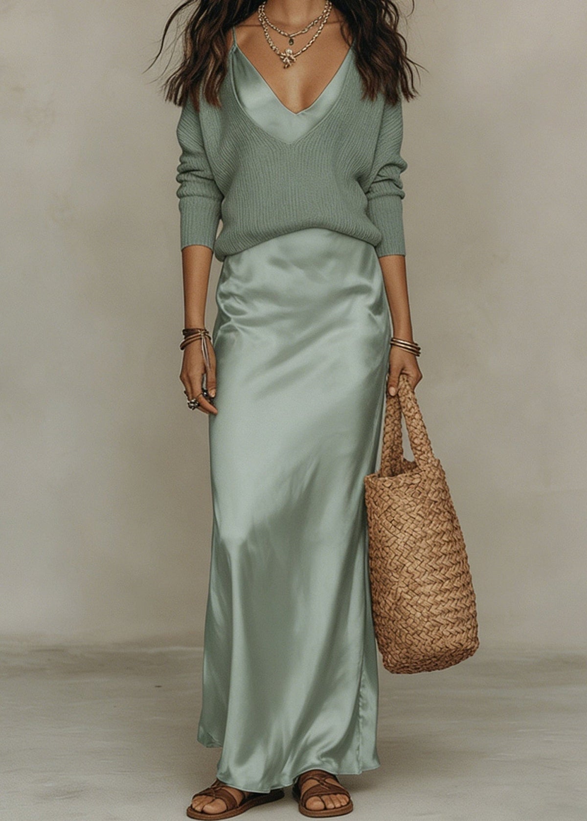 Almia™ | Robe en satin Élégante avec Pull