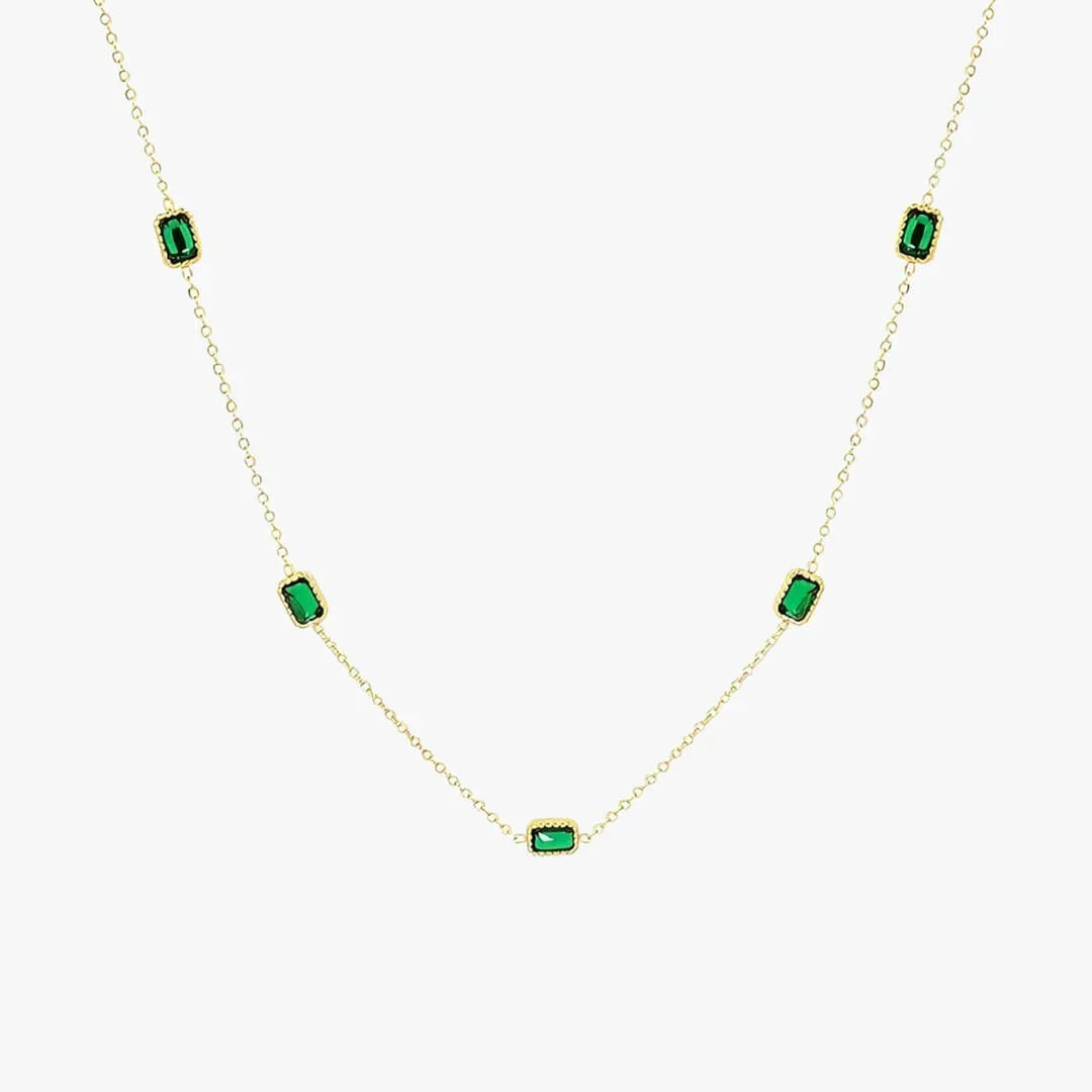 Apolliane™ | Collier en chaîne dorée serti d'une pierre verte