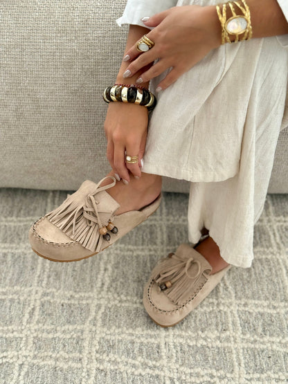Maëllelle™ | Mocassins Mules Bohèmes à Franges