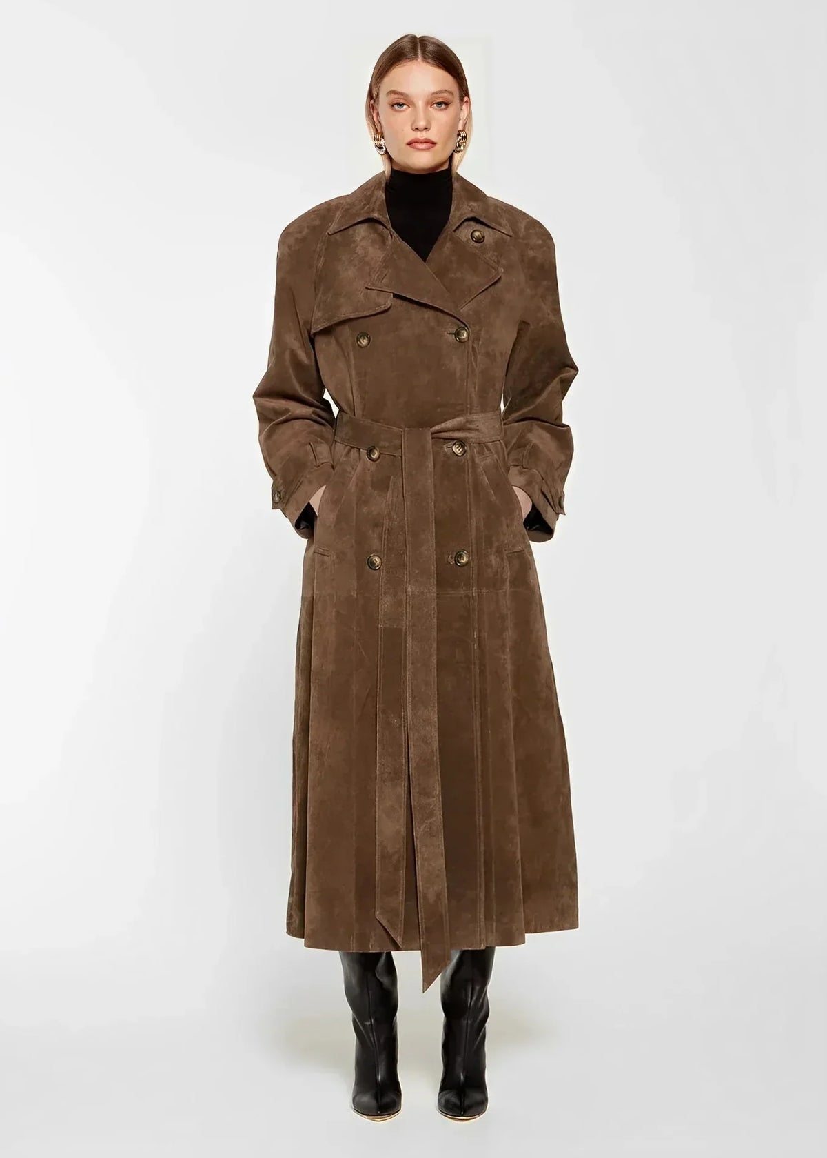 Marine™ | Trench longue en suédine