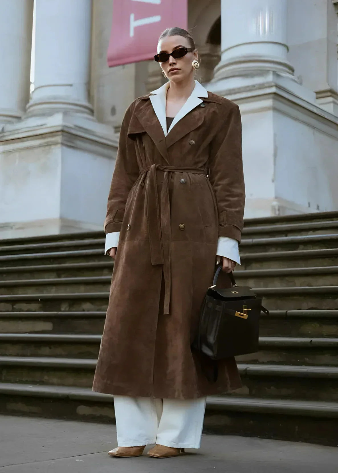 Marine™ | Trench longue en suédine