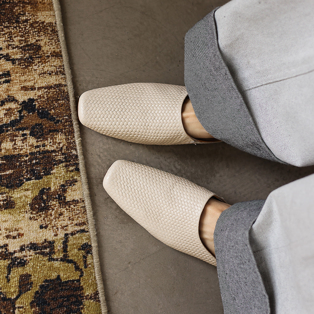 Maëlla™ | Sandales Mules tressées en cuir pleine fleur