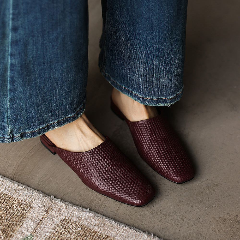 Maëlla™ | Sandales Mules tressées en cuir pleine fleur