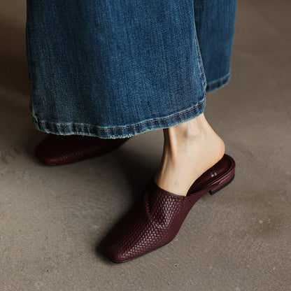 Maëlla™ | Sandales Mules tressées en cuir pleine fleur