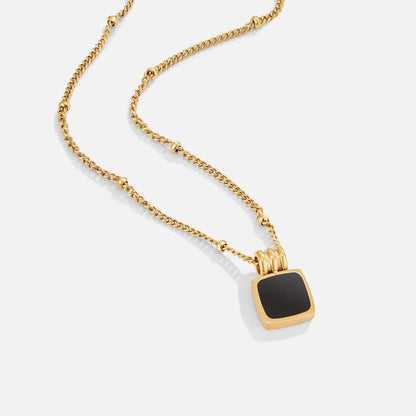 Coralia™ | Collier Pendentif Noir Chic Ébène Élégance Nocturne