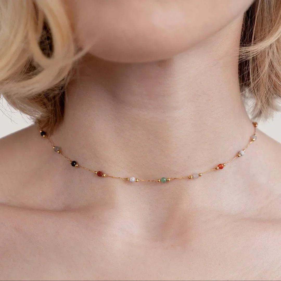 Élodya™ | Collier en Gemmes Colorées Éclat et Élégance Multicolore
