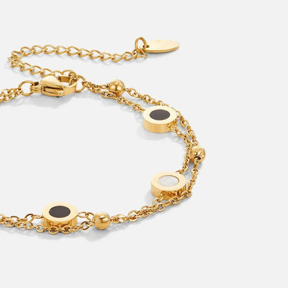 Victoiria™ | Bracelet en Onyx et Pierre Blanche Élégance Contrastée et Raffinement