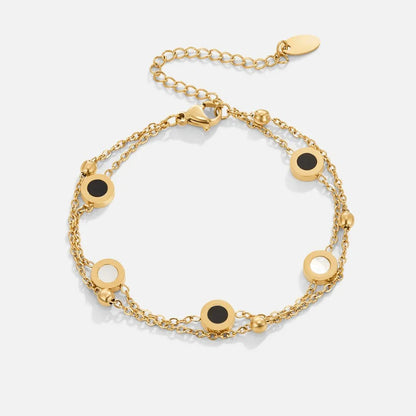 Victoiria™ | Bracelet en Onyx et Pierre Blanche Élégance Contrastée et Raffinement