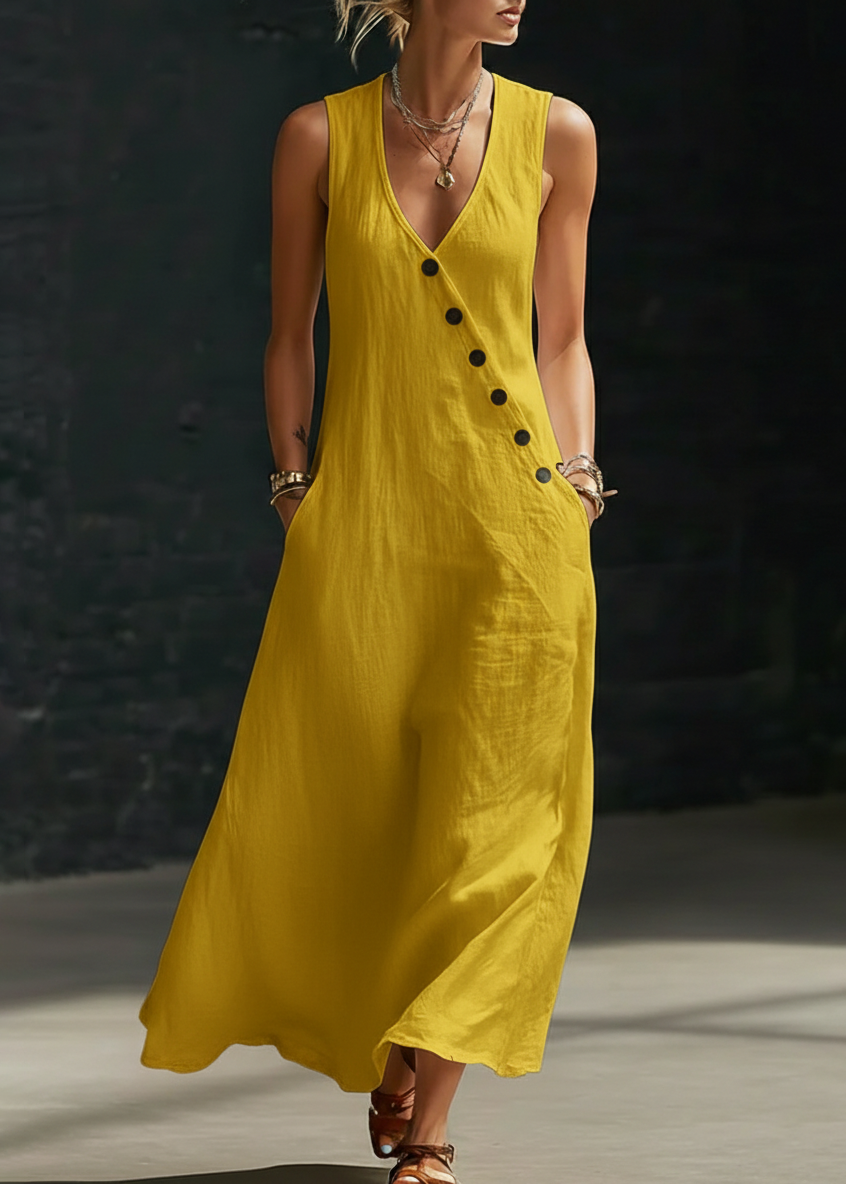 Sophia™ | Robe longue Boutonnée Minimaliste