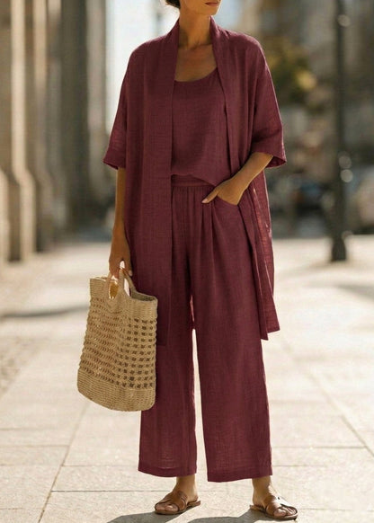 Abria™ | Ensemble Trois Pièces Minimaliste en Coton et Lin
