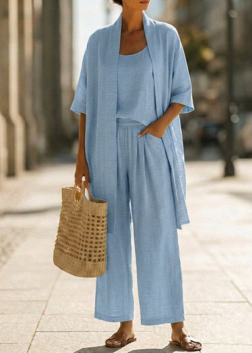 Abria™ | Ensemble Trois Pièces Minimaliste en Coton et Lin
