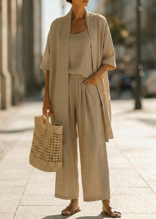 Abria™ | Ensemble Trois Pièces Minimaliste en Coton et Lin
