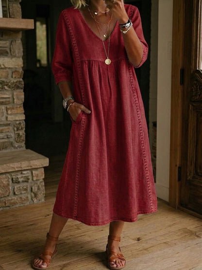 Auriane™ | Robe Ample Lin Et Coton À Dentelle