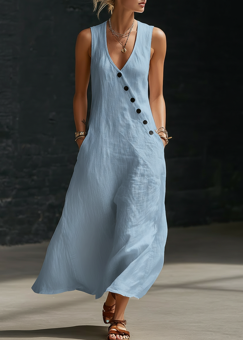 Sophia™ | Robe longue Boutonnée Minimaliste