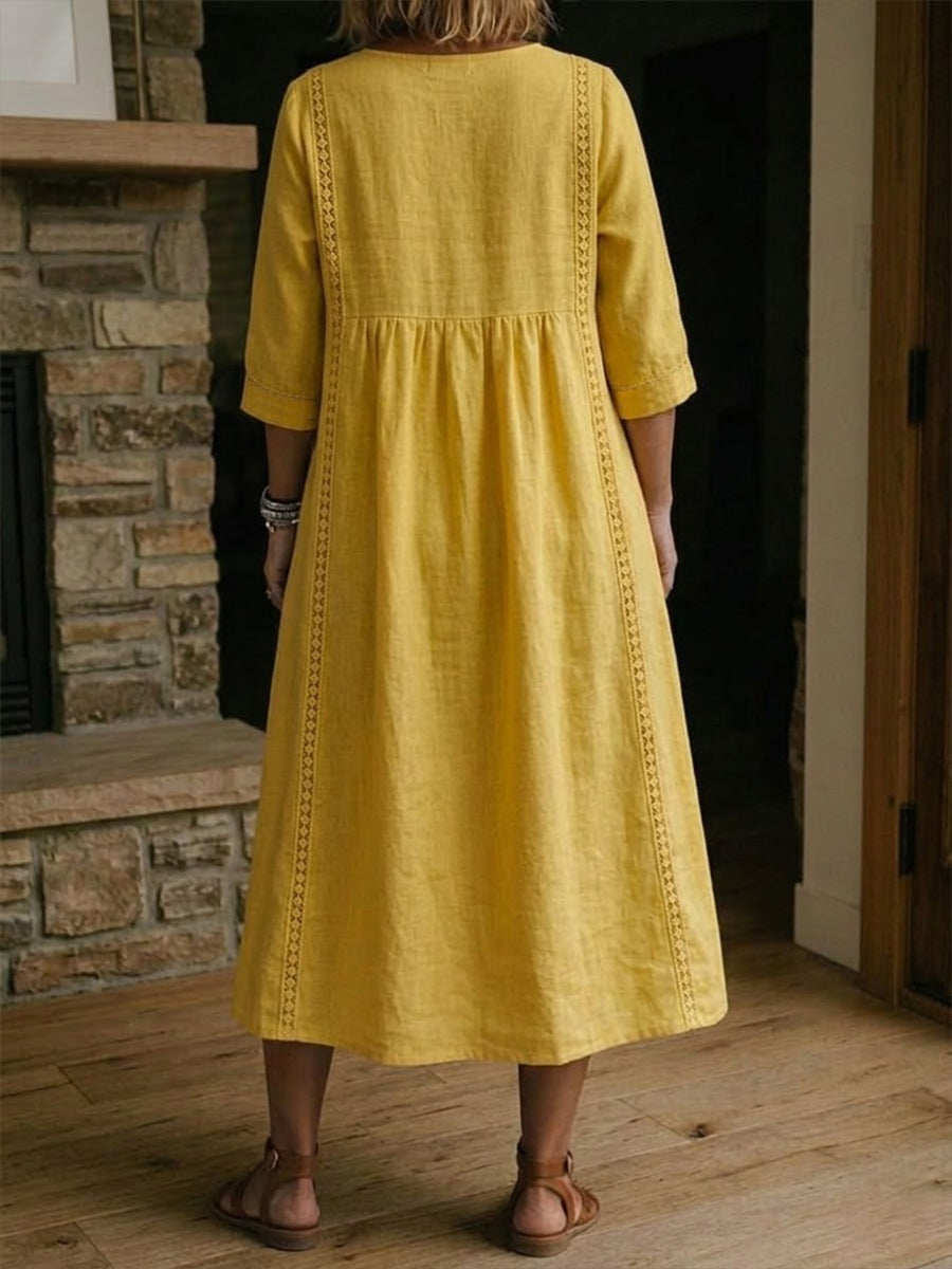 Auriane™ | Robe Ample Lin Et Coton À Dentelle