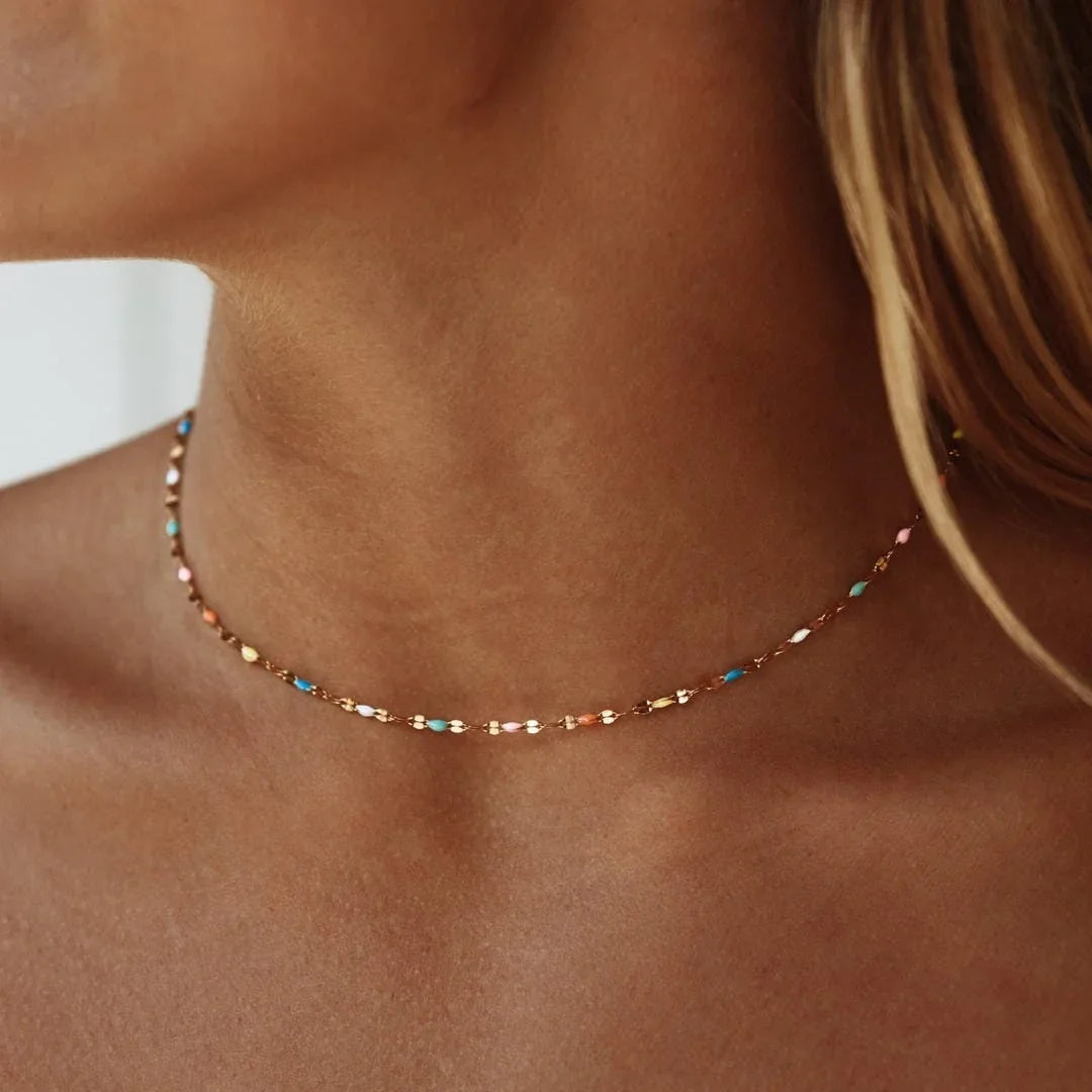Noémia™ | Collier Choker Délicat Colorburst Éclat Multicolore